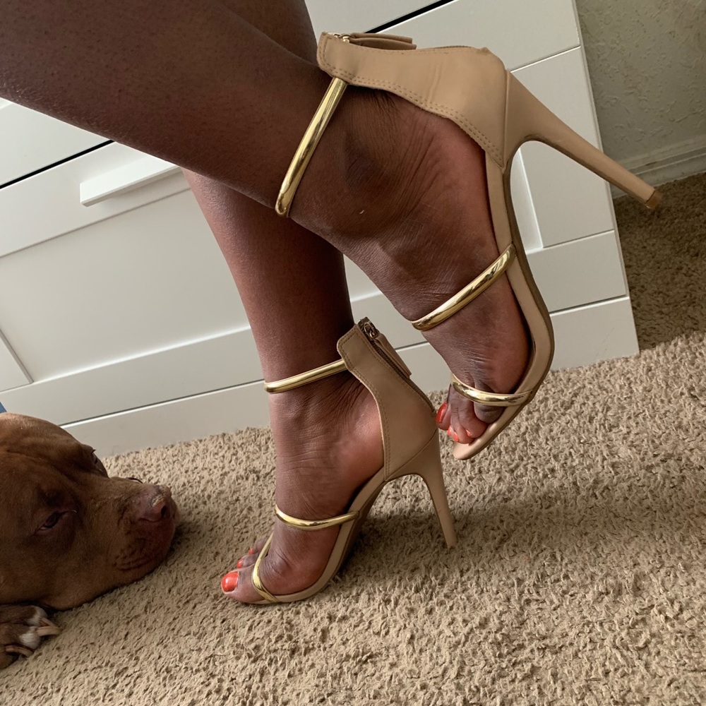 bebe & co. Gold Strappy Heels - Picture 2 of 8